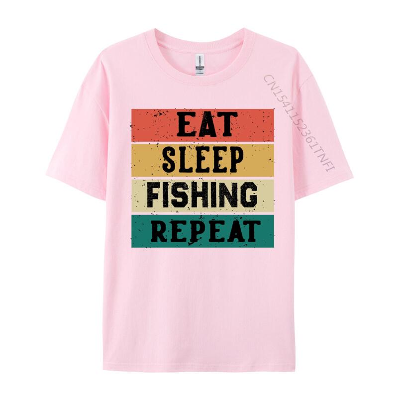 Eat Sleep Fish Repeat Tshirt Male Brand New T Shirt All Cotton Top Tshirts Funny Tops Tees Grpahic Tee