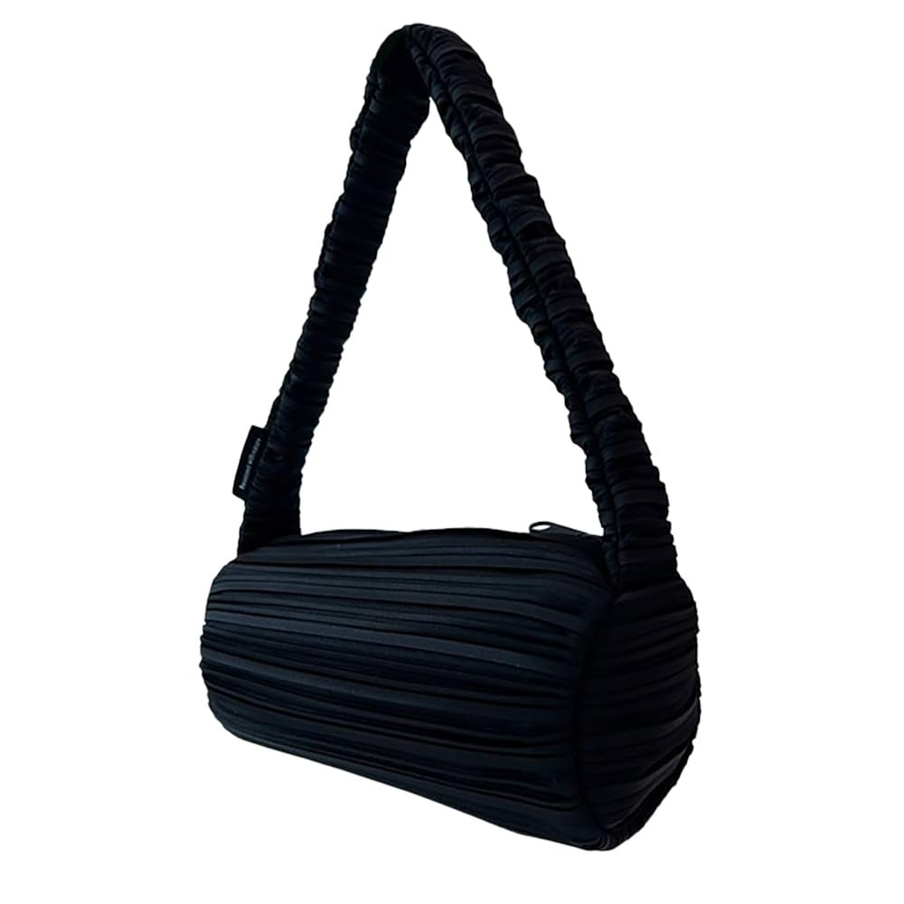 Blue Orb Roll Bag, Handbag, Mini Shoulder Tote Bag, Pleated Bag, Women's, Korean Fashion (Beyond Black)