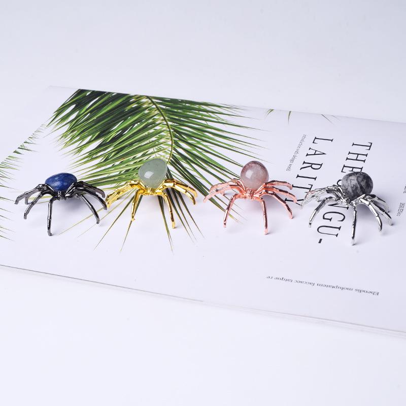 1PCS Halloween Spider Random Color Crystal Ball Alloy Spider Hand-Made Spider Animal for Halloween Jeweley DIY Home Decor Gift