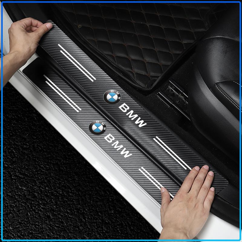 For BMW E34 E46 E39 E38 E90 E60 E36 F30 F30 F10 E92 E38 E91 G30 G38 M3 M5 4Pcs Carbon Fiber Car Door Sill Protection Sticker Anti-scratch Refit