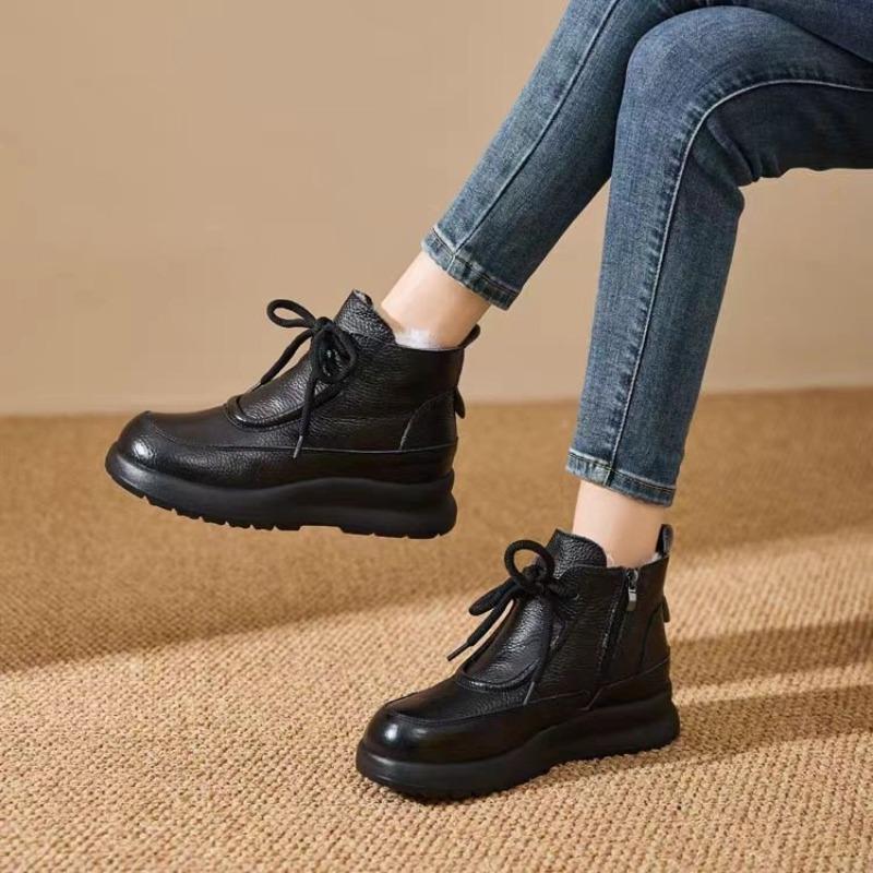 New fashionable versatile outdoor warm snow boots casual comfortable wool short boots round cotton shoes women