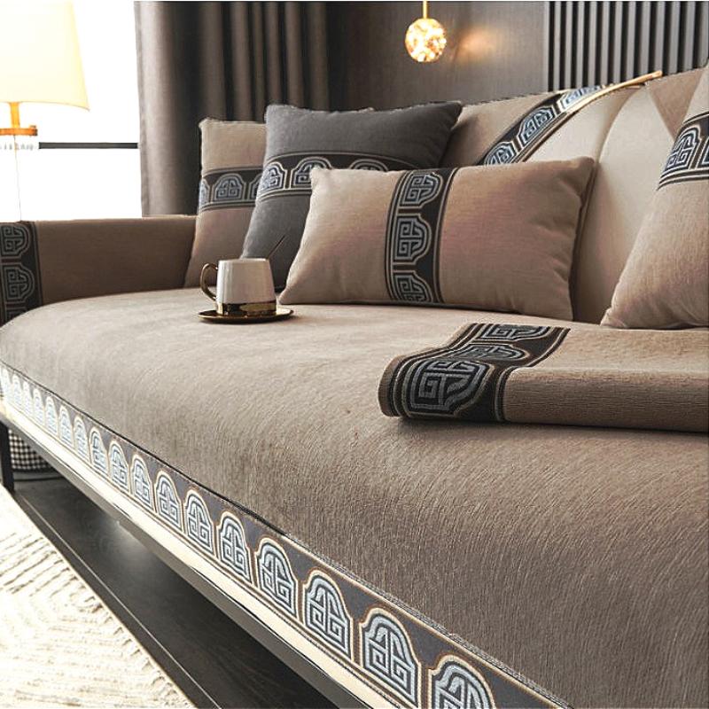 Embroidery Non-slip Sofa Towel Pillowcase Decore Home L-shaped Sofas Cushion Four Season Universal Sofa Cover Home