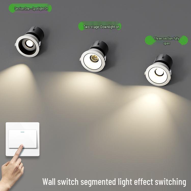 Anti-Glare Recessed Downlight with Integrated Spotlight for Living Room Ceiling