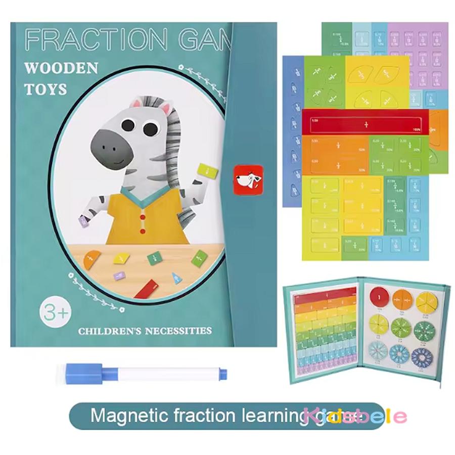 Magnetic Rainbow Fraction Tiles Kids Montessori Wooden Arithmetic Teaching Aids Visual/Tactile Math Learning Plaything Ages 6+