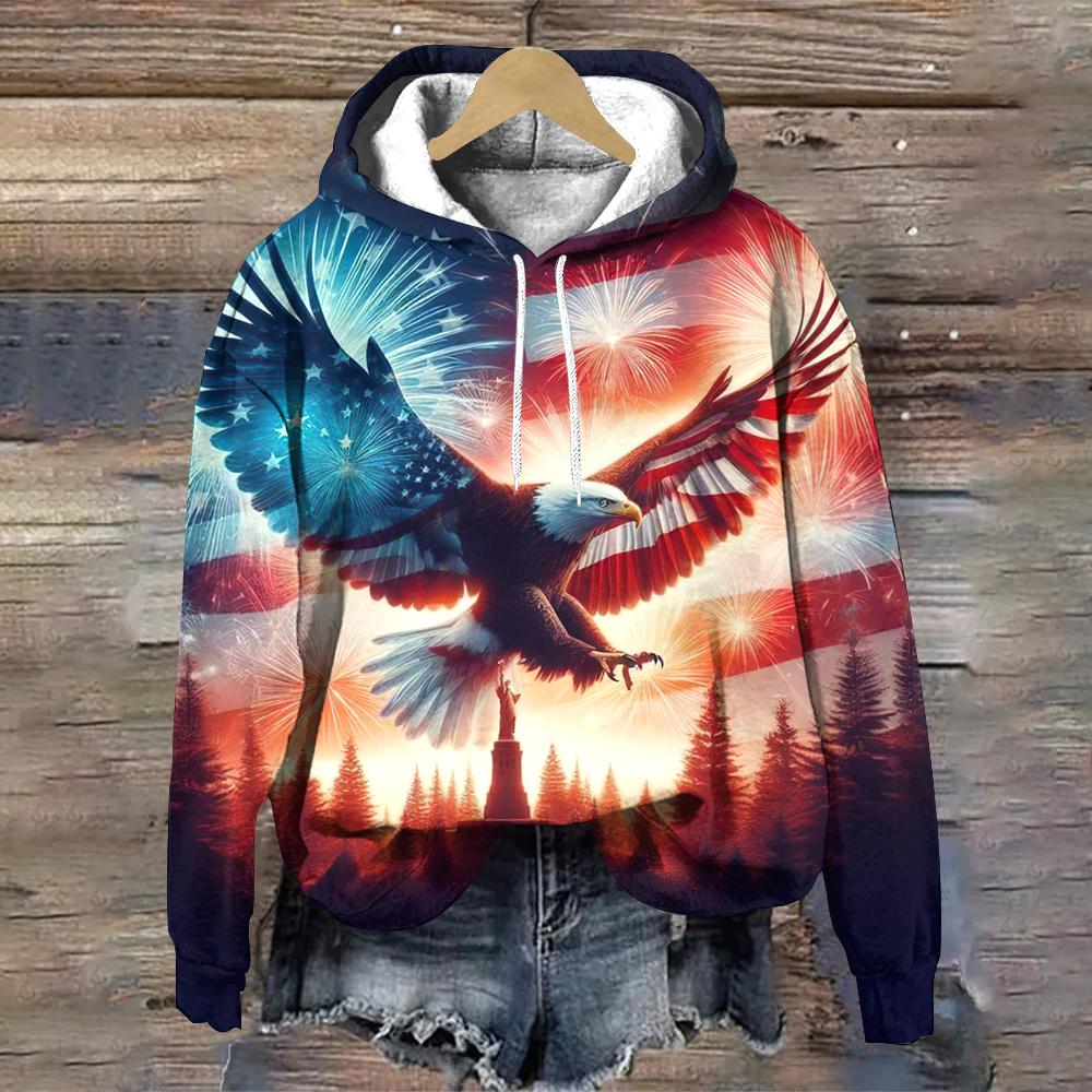 

Узор орла США осень/зима повседневные пуловеры толстовки модные уличные женские толстовки свободная женская одежда топы 6XL