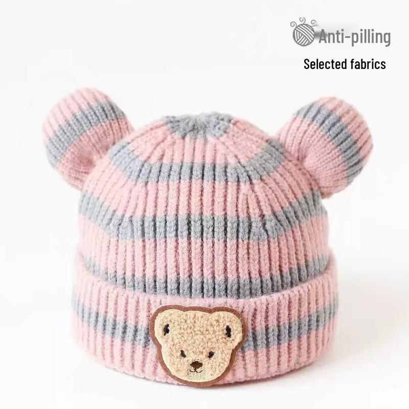Beige Series Windproof Knitted Cartoon Earflap Hat for Kids - Warm Autumn & Winter Protection