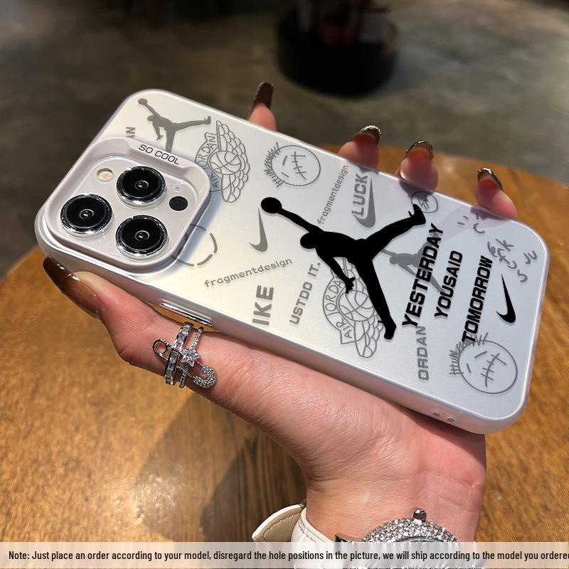 Stříbrný kryt na telefon Dunking Flyer pro iPhone 12 Pro Max až řadu 17, včetně 13/14 Plus a 16