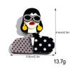 New Fashion Lady Acrylic Brooches for Women Grace Sunglasses Female Figure Badge Pins Office Jewelry Clothes Accessories Gift