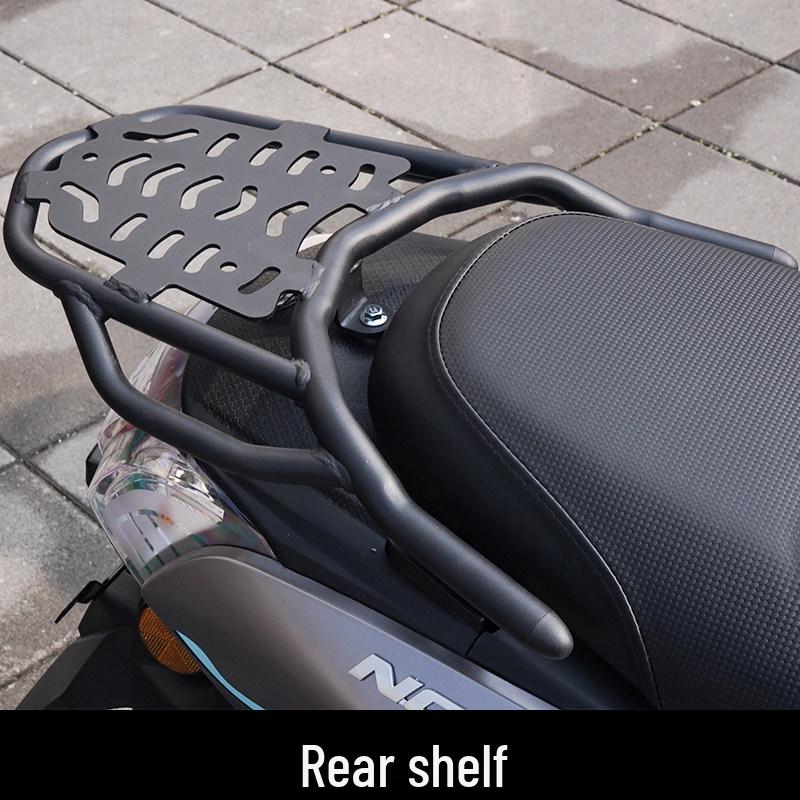 Qianjiang Qiaoyue 110 Front & Rear Bumper Guard, Exhaust Pipe Guard, Backrest, and Luggage Rack Accessories.
