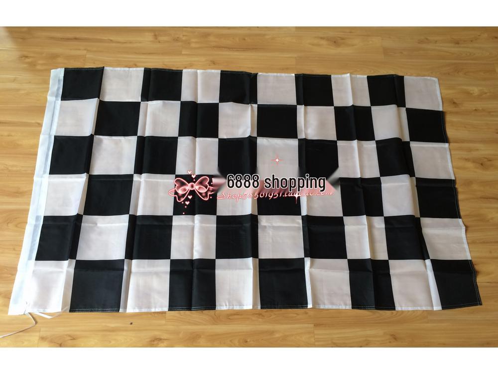 F1 Racing Zwart-Wit Schaakbord Vlag Banner - Rode & Witte Optie Beschikbaar