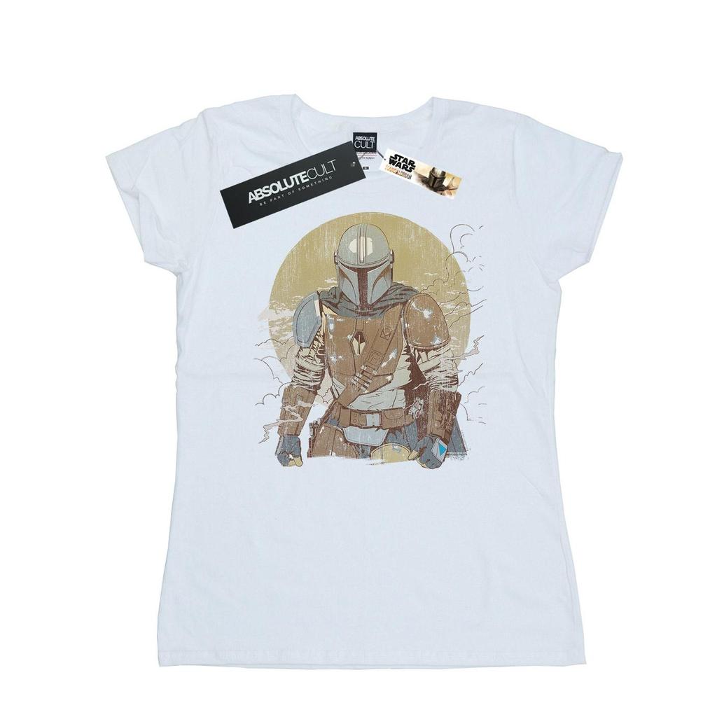 Star Wars Womens/Ladies The Mandalorian Distressed Warrior Cotton T-Shirt