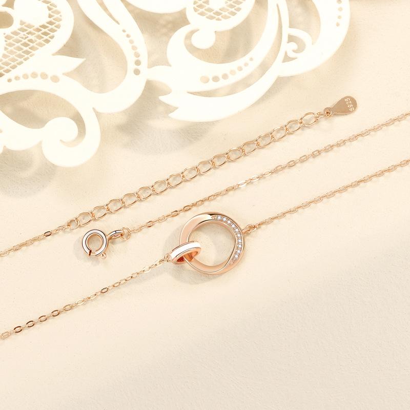 Mobius Ring Necklace Women'S Niche Exquisite Temperament Versatile Double Ring Epoxy Pendant Necklace Premium Durable