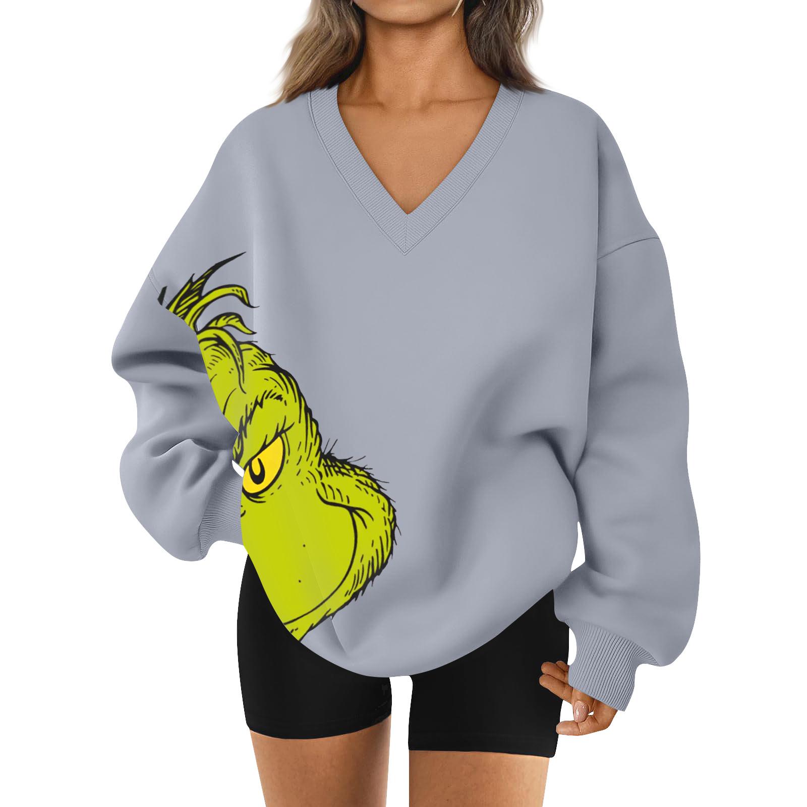 

Женская свободная и удобная спортивная одежда с V-образным вырезом и надписью, толстовка с длинным рукавом, повседневная одежда для сочетания L