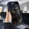 Gradient Lion Leopard Grooved Phone Case for iPhone 14/15/16/17 Pro Max - Black Style Protection