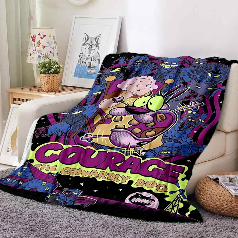 

1pc Courage the Cowardly Dog Flannel Throw Blanket - HD Printed Lightweight Soft Warm All-Season Blanket for Sofa, Bed, Travel, Camping 132 130cmx150cm