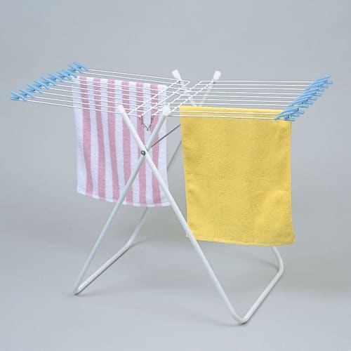 Sawafuji E20DX Stand Clothes Dryer, Light Blue, Holds 20 Towels, Towel Clips, Tank Tops, Underwear, Children's Clothes, Foldable, Compact, Indoor Dryi