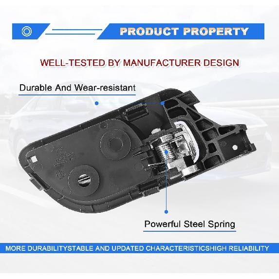 79542 Front Driver Side Interior Door Handle Compatible With 2003 2004 2005 2006 2007 Honda Accord,Black