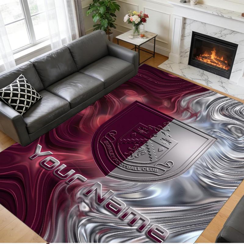 Crystal Velvet Rug Custom Name Text, Soft Non Slip Floor Mat Home DecorBurnley Football