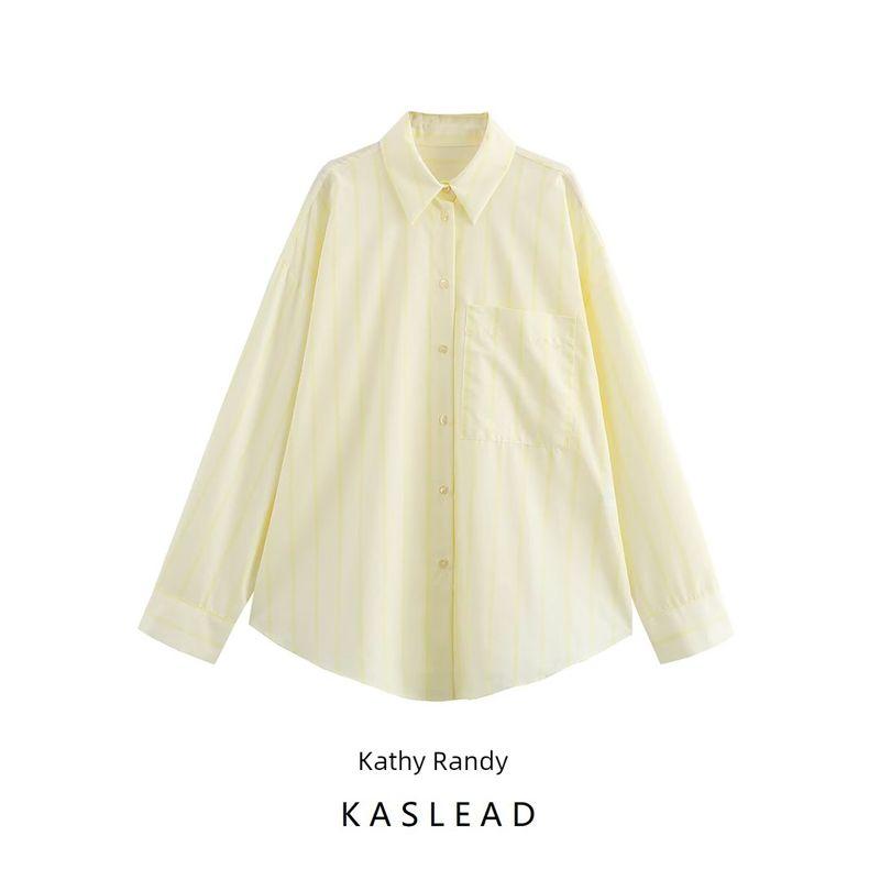 Kaslead New Arrival Women's Clothing Fashion Style Fashion All-Match Casual Stripes Poplin Shirt 3564081