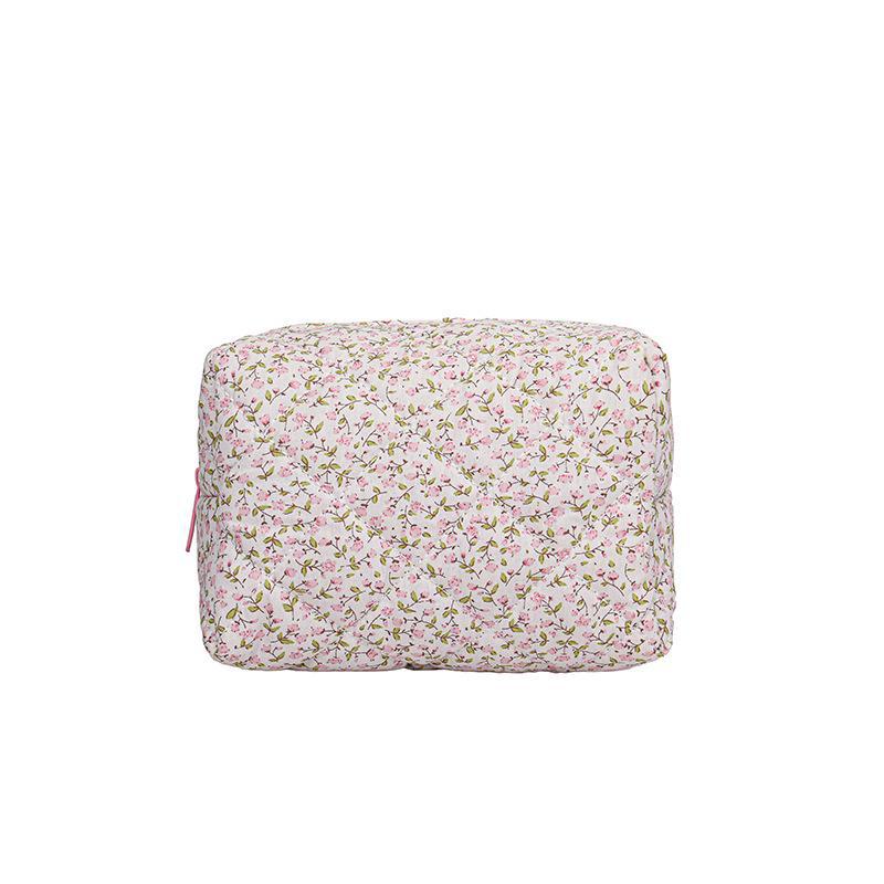 2024 Floral Cotton Cosmetic Bag - Large Capacity, Portable, Hand-Held Storage