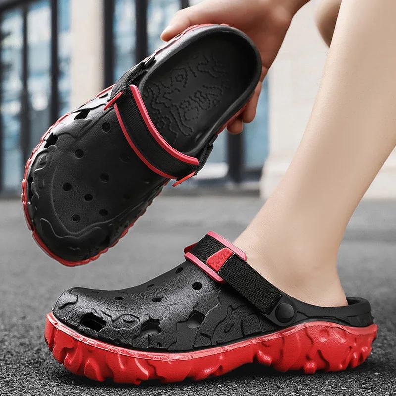 Fashion 2024 Clogs Sandals Men Large Size Slip On Outdoor Beach Summer Shoes Medical Clogs Causal Breathable Male Sandals With Hole