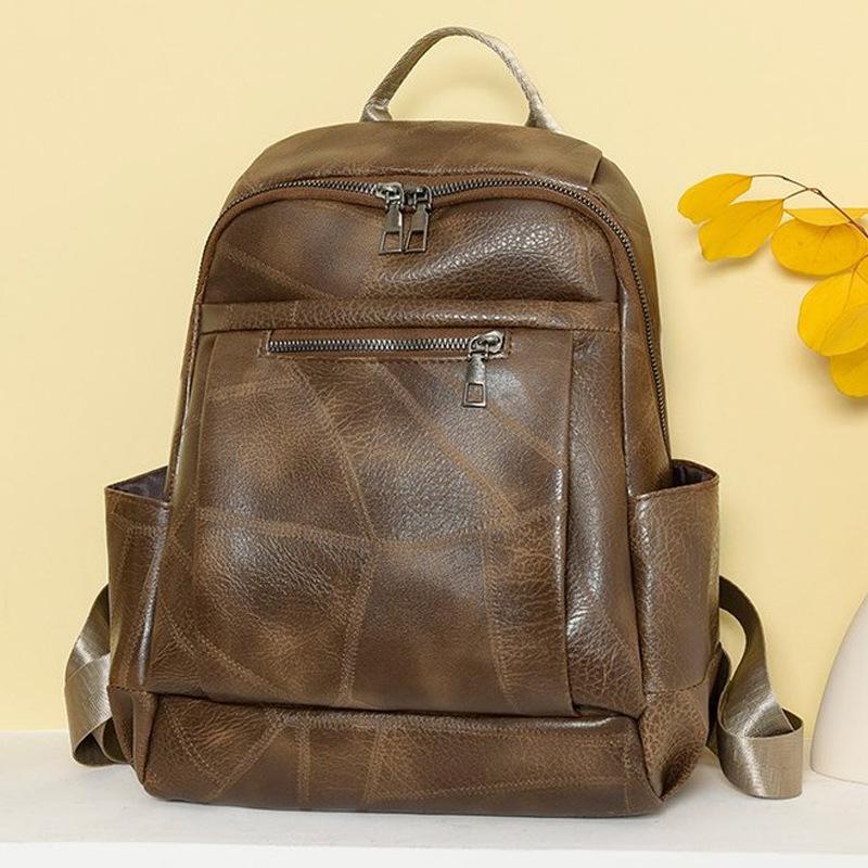 Women's new style leisure trendy large capacity student backpack, fashionable and versatile PU soft leather texture backpack