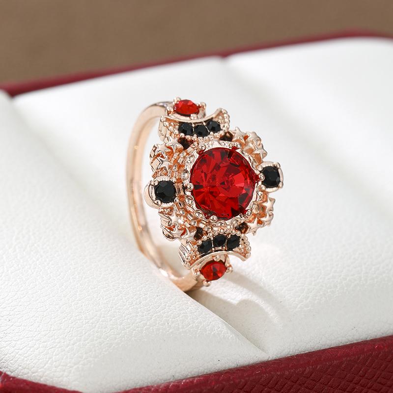 

Exquisite Sparkling Zircon Round Moon Women s Ring, Suitable for Bridal Engagement Zircon, Banquet Party Accessories and Gifts 7