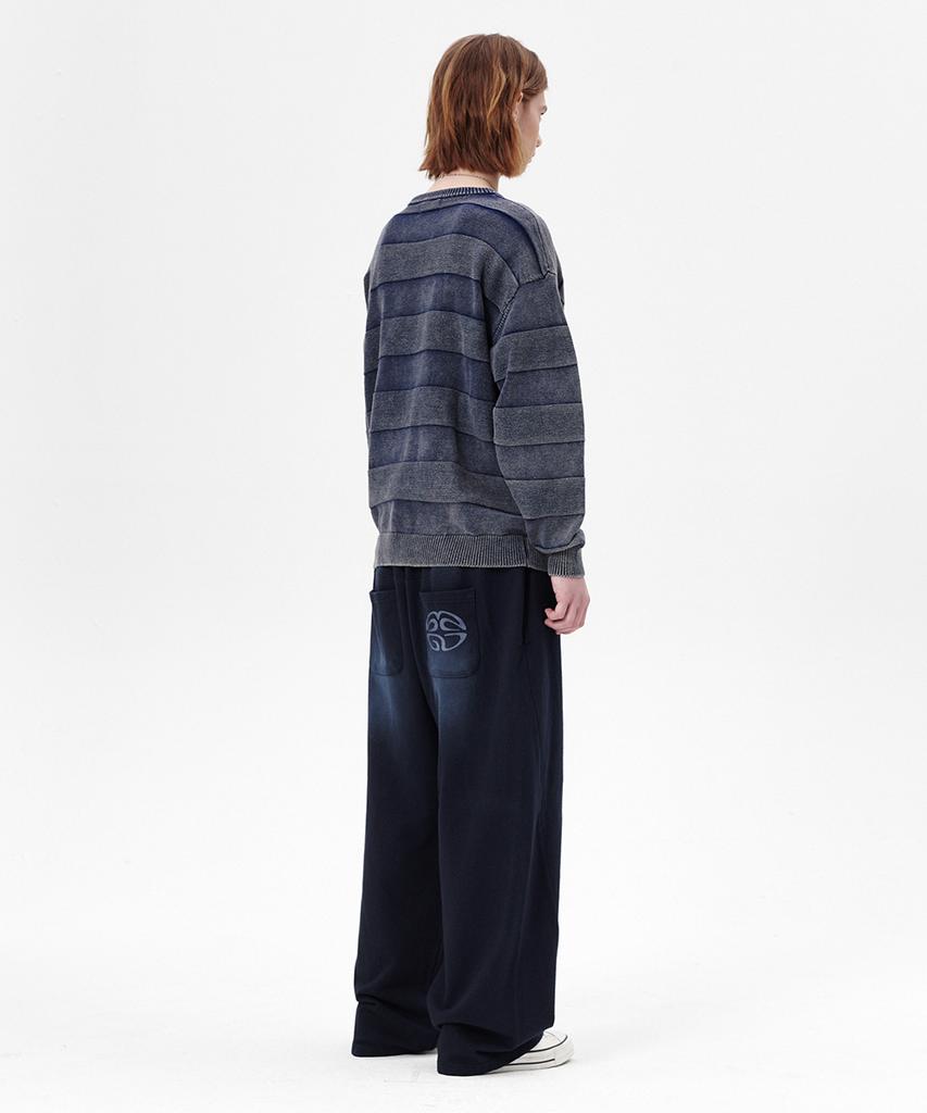 MAHAGRID Washed Stripe Knit Navy(Mg2Esmk600A)