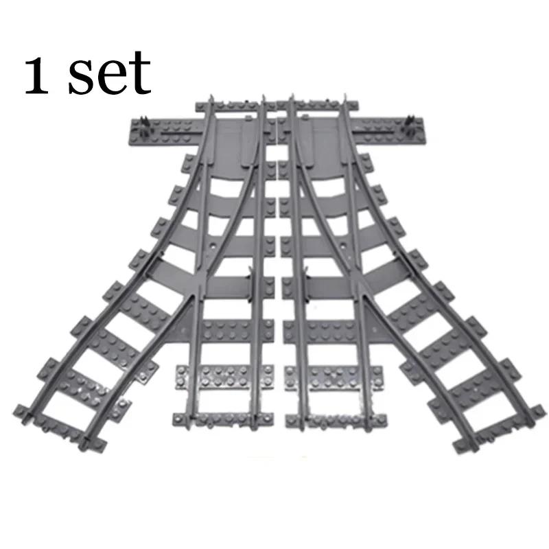 NEW City Trains Railway Tracks Flexible Switch Rails Crossing Forked Straight Curved Building Block Bricks Toy Compatible Brand