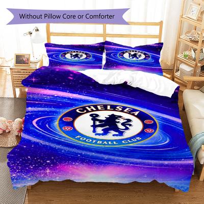 Chelsea-FC Logo Pattern Bedding Set Quilt Cover Pillowcase Home Decor Gift (1 * Duvet Cover + 2 * Pillowcase, Without Core)