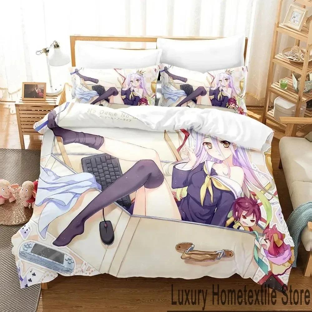 3D No Game No Life Anime Bedding Set Boys Girls Twin Queen King Size Duvet Cover Pillowcase Bed boys Adult Home Textileextile