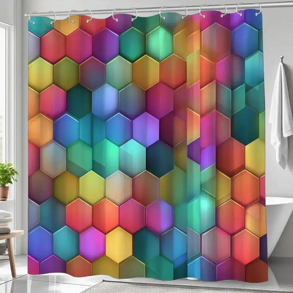 

1pc Bathroom Shower Curtain, Metaverse Concept Salon, Tech Day Shower Curtain, Includes 12 Hooks, 180x180cm Bathroom Curtain H 90x180cm