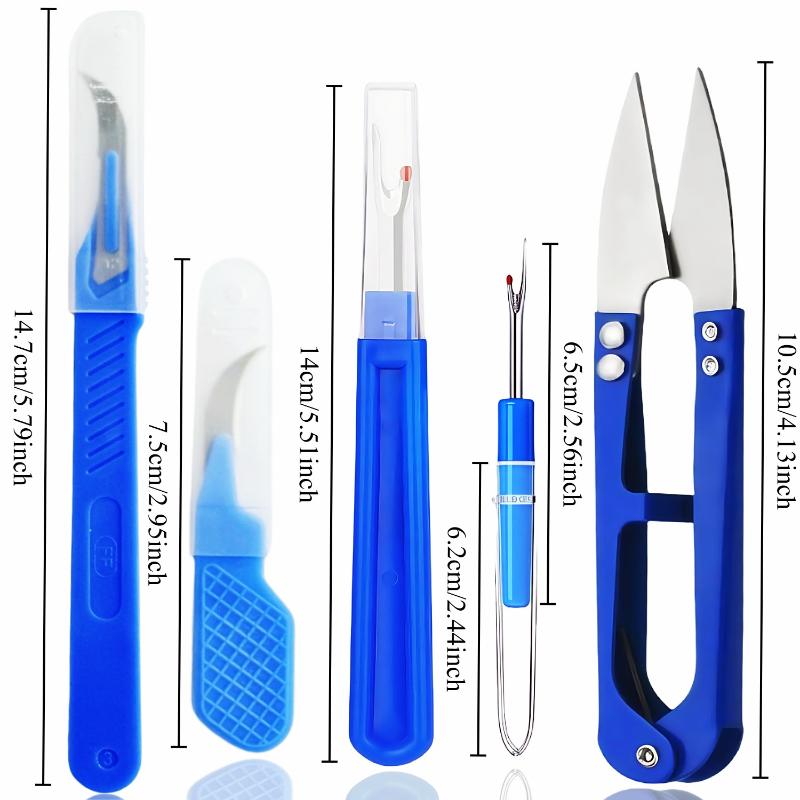 1Set Blue Sewing Ripper Kit With Thread Ripper Seam Ripper And Scissors For Removing Stitches