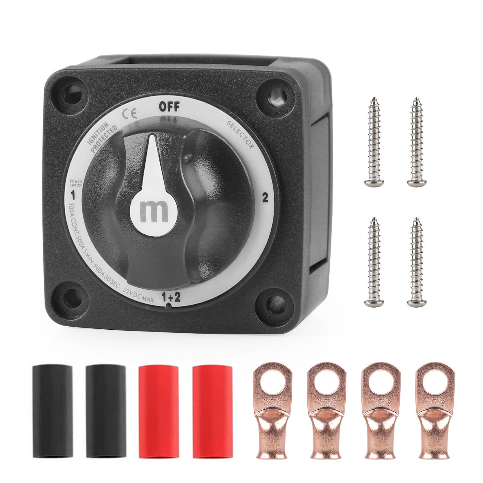 

Brand New Selector 4 Position 32V DC Battery Isolator Disconnect Rotary Switch 3/8 M10 Terminal Block For RV TrucK Marine Boat