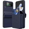 Samsung Galaxy Z Flip 4 Card Holder Case [2x Card Wallet Case] Premium Hybrid Tough Rugged Protective Bumper Case [Hinge Cover]
