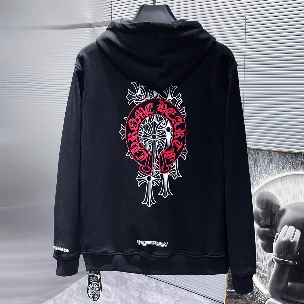 8360 CHROME HEARTS 2026 New Spring and Autumn Plus-size Thin Style Classic Style Logo Zipper Hooded Sweatshirt for Couples