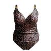 Europe and America 1011 new leopard print split two-piece large size swimsuit women's deep V high waist bikini swimsuit