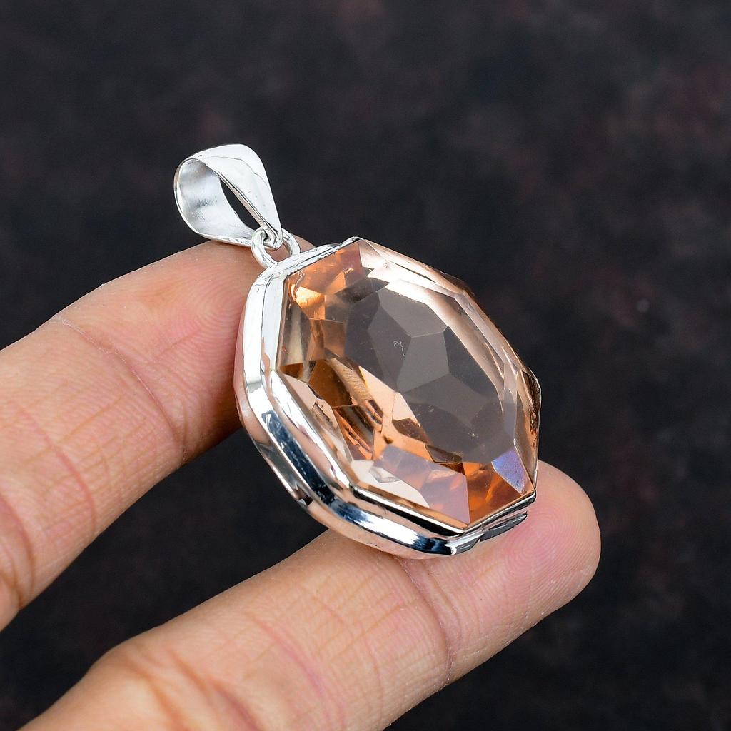 Faceted Morganite Pendant 925 Sterling Silver Pendant Very Pretty Gemstone Pendant Decent Jewelry Handmade Brand New Pendant Gifts for Women