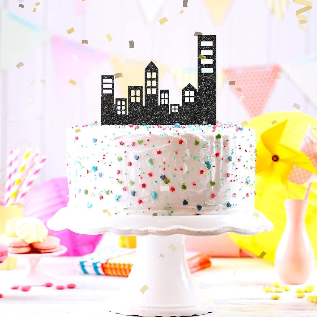 5PCS Scenic Theme Cake Border Decoration Cake Side Border Stick or Lay on Cake Toppers Birthday Cake Decor Accessories for Party