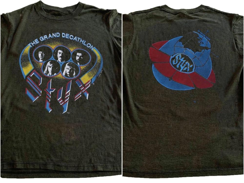 1979 Styx Grand Decathalon Tour Shirt 2 sided Black T shirt Unisex T-Shirt XXL
