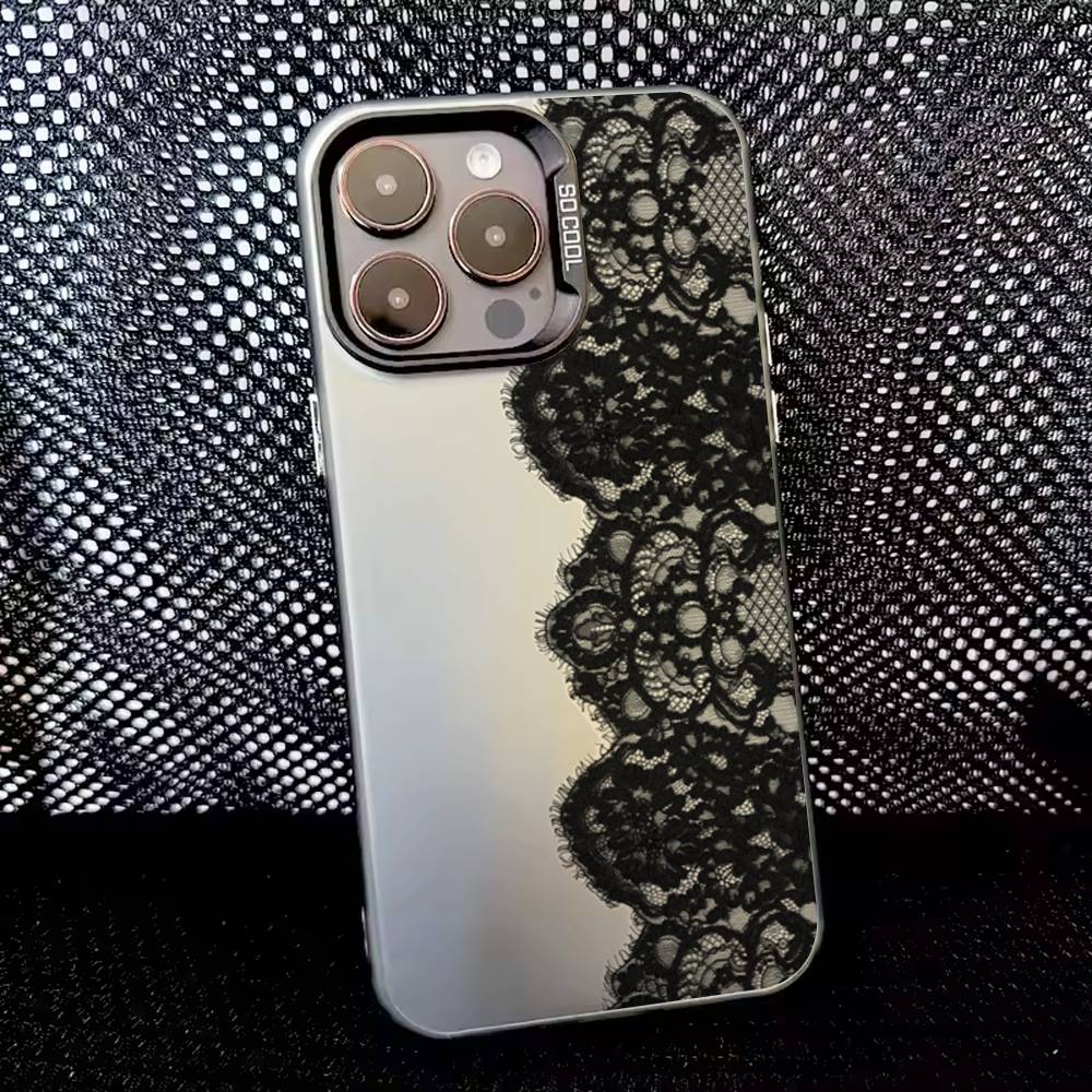 Mode Spitze Handyhülle Für iPhone 16,15,14,13,12,11,8,7,Pro,Max,Plus,Mini,XS,SE Anti-Fall Schwarz Matt Hart