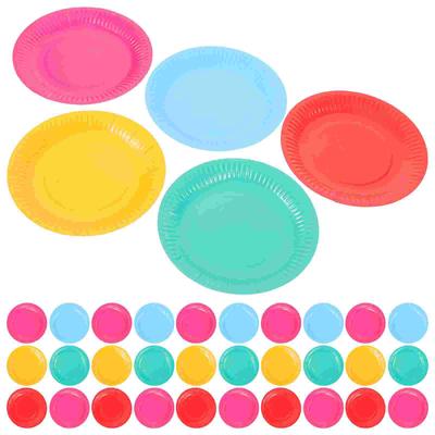 Lot de 100 assiettes jetables en papier colorées pour décoration de fête d'anniversaire, assiettes à gâteaux en papier écologiques et sûres pour fêtes
