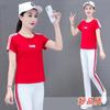 Short Sleeve Loose Sports Women's Square Dance Suit Summer New Fashion Mom T-Shirt Two-piece Set Unisex