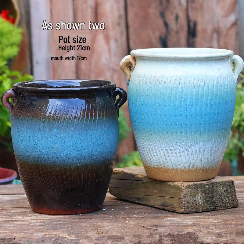 Large Handmade Coarse Pottery Ceramic Flower Pot for Outdoor Courtyard and Home, Ideal for Bougainvillea and Large Succulents