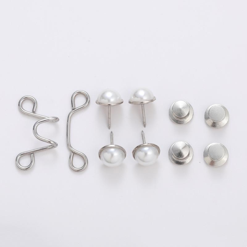 1 set Justerbart midjebälte Förlängare Utan Sömnad Byxklämmor Midjestramare Knapp för Jeans Kjolar Ärmar Passform Knappnålar Verktyg