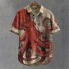 Men's Retro Color Block Style Short Sleeved Ethnic Retro Tribal Short Sleeved Linen Shirt Casual Fashion Shirt Top