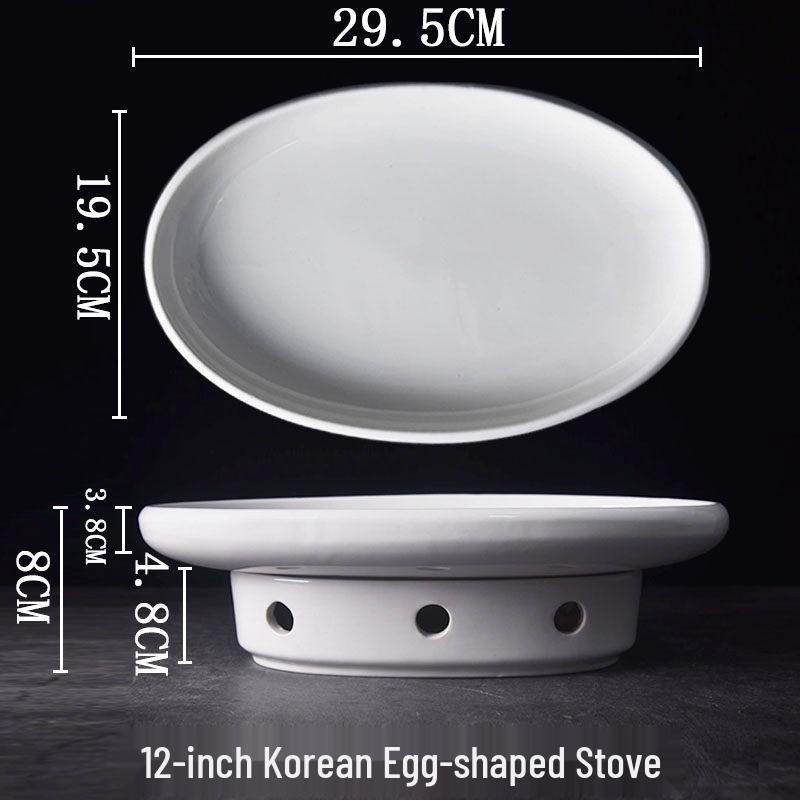 Hotel Tableware: Ceramic Oval Soup Plate with Portable Alcohol Burner for Heat Preservation