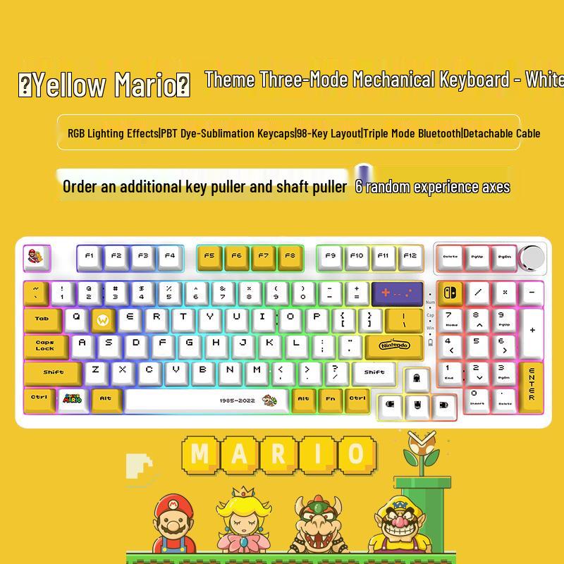 98-Key Wireless Bluetooth Three-Mode Mechanical Keyboard - Gaming, Esports, Office, PBT Transparent DIY Customization