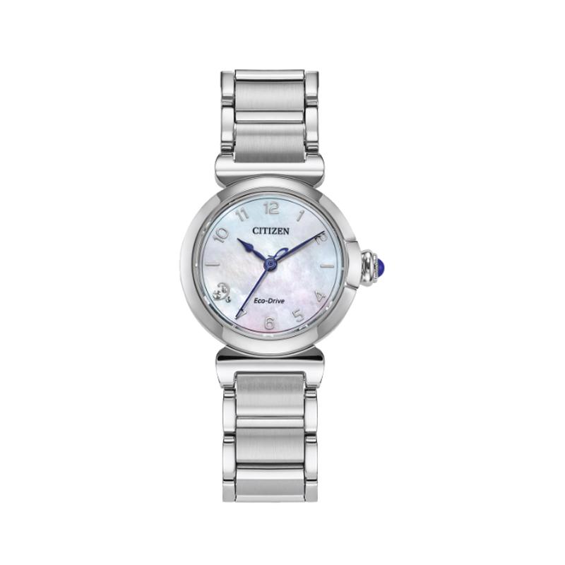 

CITIZEN L Mae series 50 meters waterproof light Quartz Steel Strap 26mm women s watch mother-of-pearl dial EM1130-83D синій