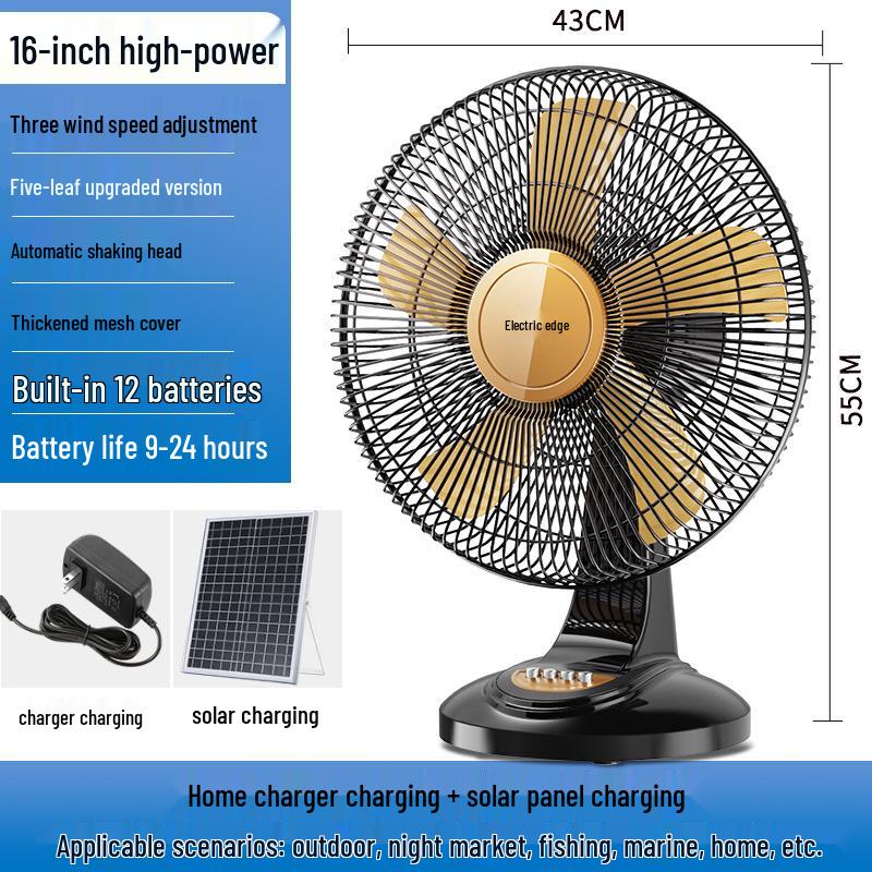 Portable 12V Solar-Powered Fan with High Airflow and Rechargeable Battery for Home, Dorm, and Outdoor Use